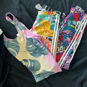 Adidas bundle shirt and 2 pairs of leggings